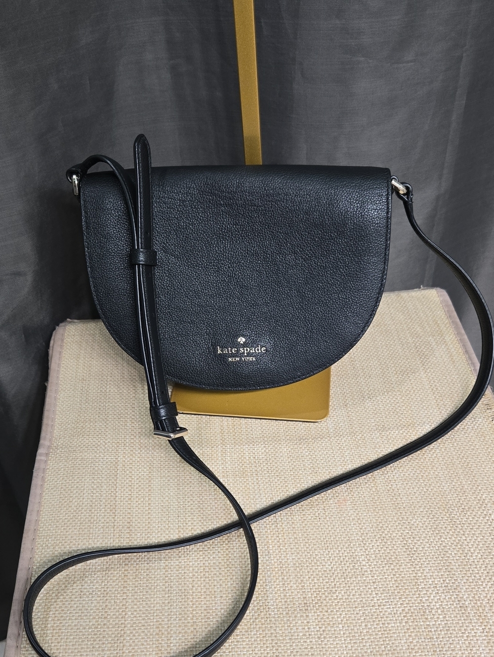 kate spade Black Pebbled Leather Saddle Crossbody Bag